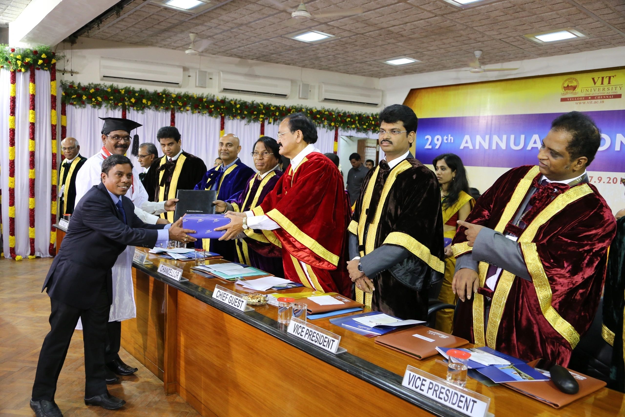 Dr. Dhanaraj Cheelu receiving his Ph.D. degree