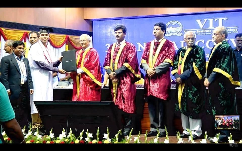 Dr. Praveen Kumar Reddy M receiving his Ph.D. degree