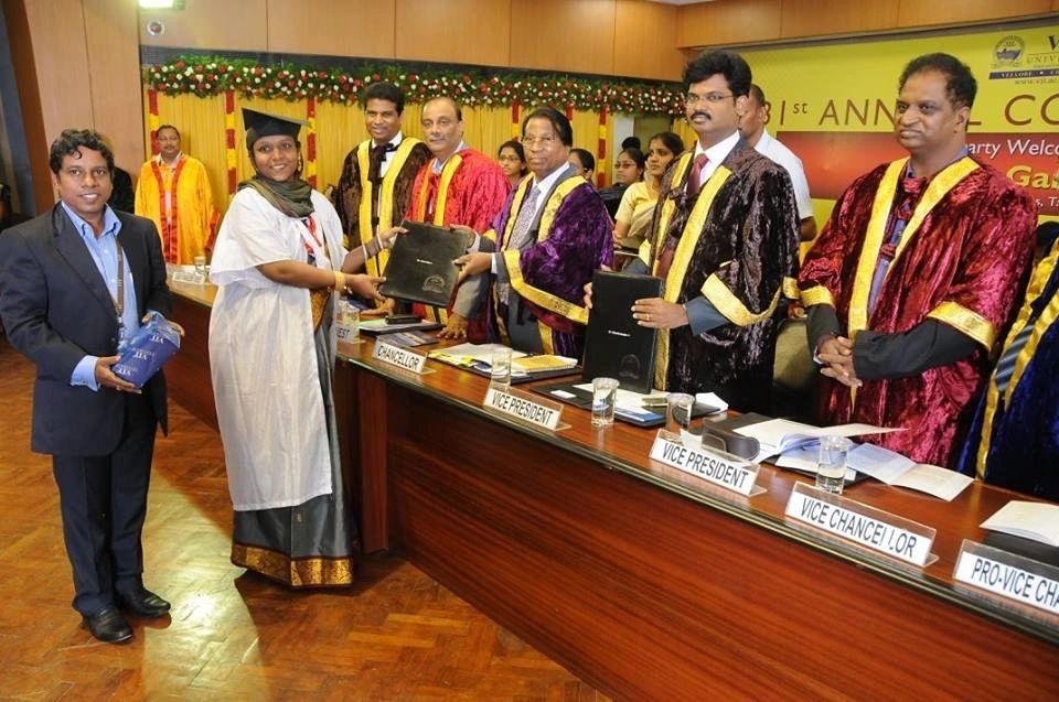 Dr. Saira Banu receiving her Ph.D. degree
